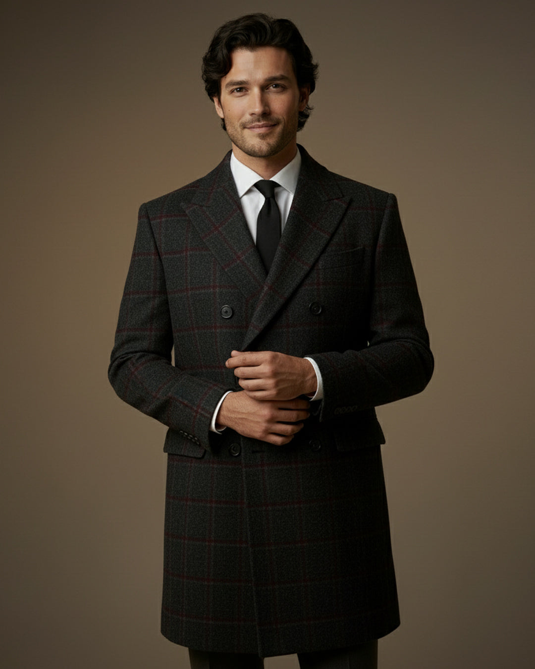 The Charcoal Windowpane Overcoat