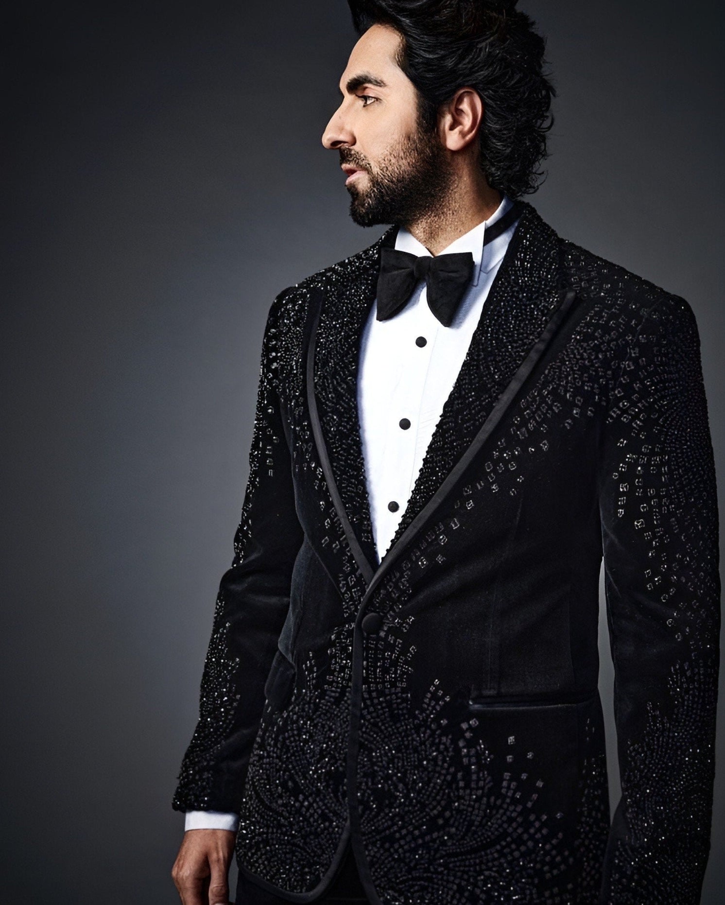 Black Silk Velvet Bling Tuxedo