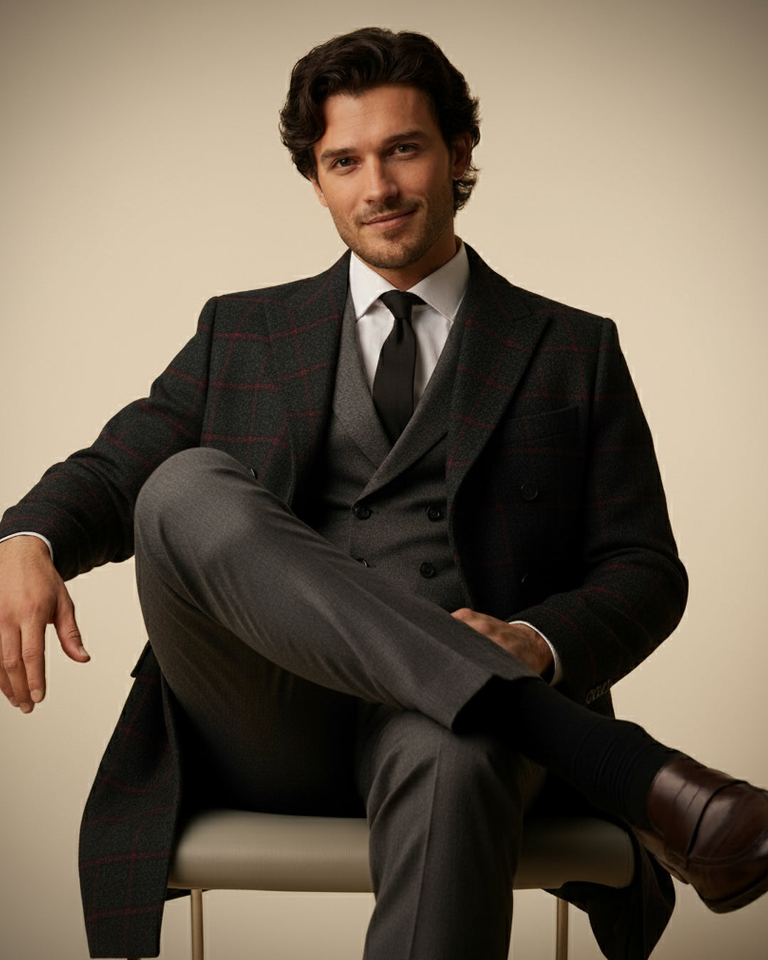 The Charcoal Windowpane Overcoat