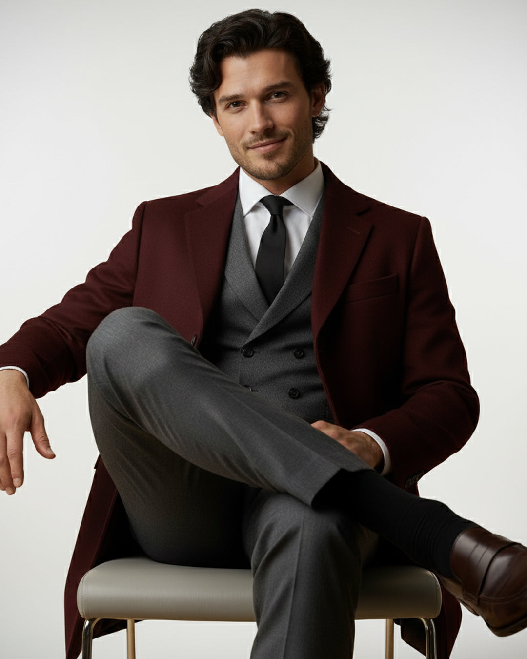 The Burgundy Regent Overcoat