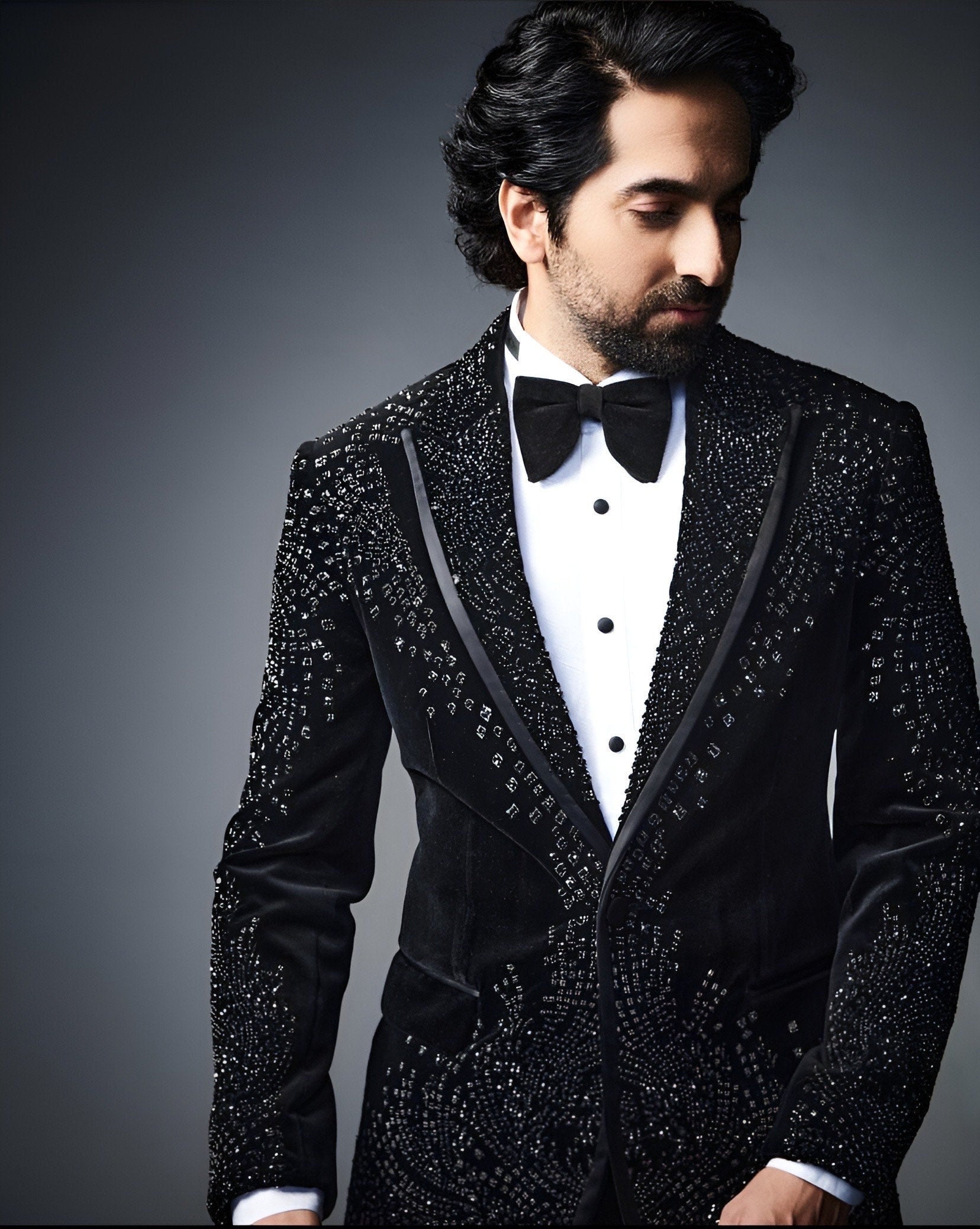 Black Silk Velvet Bling Tuxedo